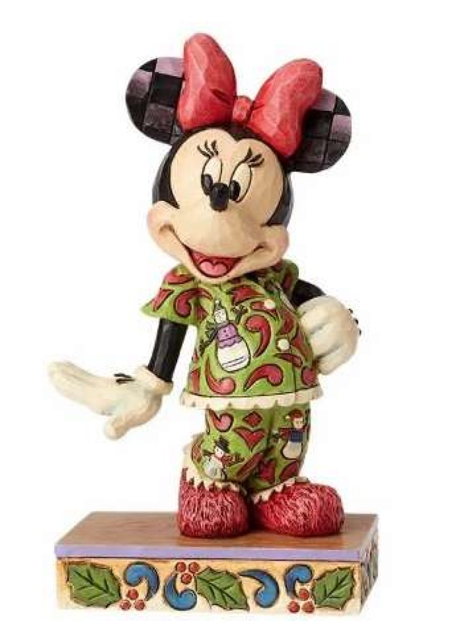 Figurines * | Disney Jim Shore Figure Minnie In Christmas Pajamas