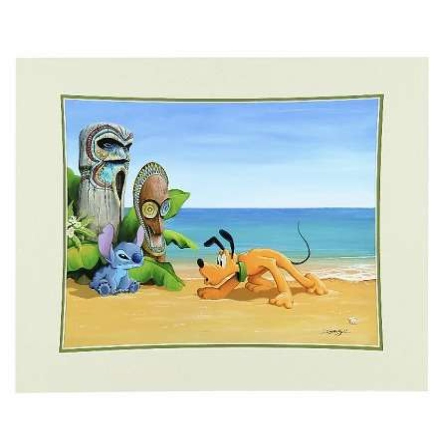 Art Print * | Disney Bolly Art Print Suspicious Tiki Pluto And Stitch