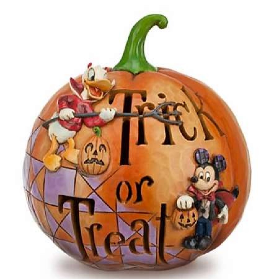 Figurines * | Disney Jim Shore Figurine Mickey Mouse And Donald Pumpkin Light Up