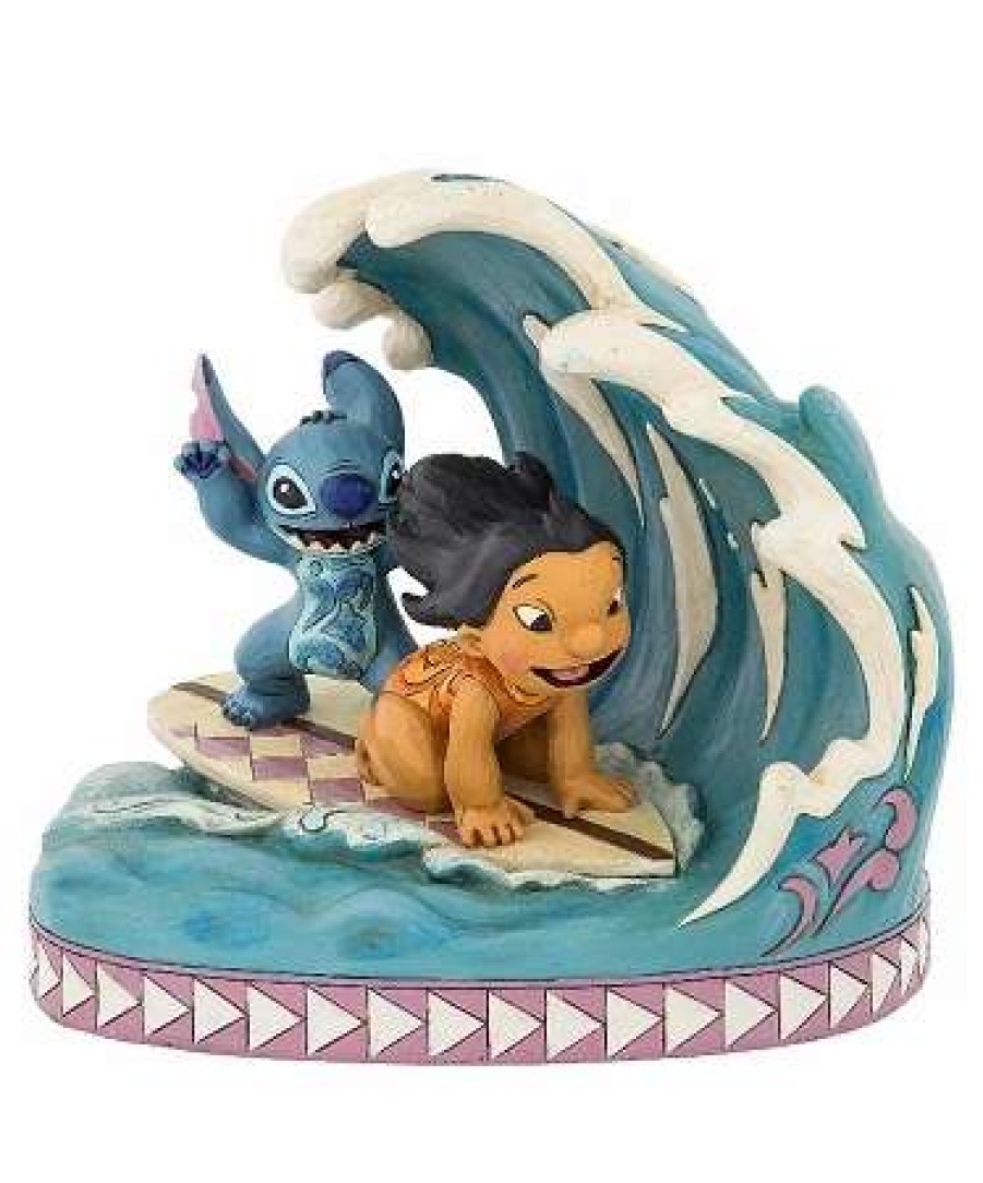 Figurines * | Disney Jim Shore Figurine Lilo And Stitch Surf Boarding